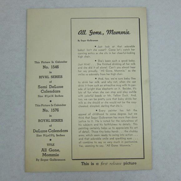 Vintage Litho Art Print Baby High Chair Pink Dress Bib Cup Segur Gulbransen - Picture 12 of 12